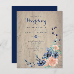 Budget Navy Blue and Coral Wedding Woodland