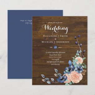Budget Navy Blue and Coral Wedding Woodland