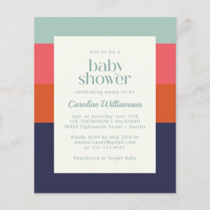 Budget Navy Blue and Red Stripes Chic Baby Shower