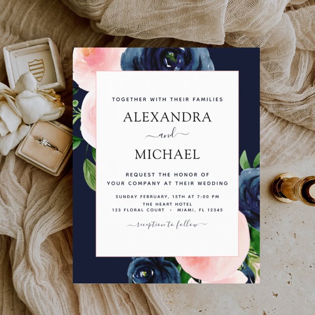 Budget Navy Blue Blush Pink Floral Wedding (Creator Uploaded)