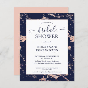 Budget Navy Blue Blush Pink Marble Bridal Shower