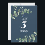 Budget navy blue eucalyptus elegant wedding table invitation<br><div class="desc">Beautiful delicate elegant budget eucalyptus foliage wedding table number design. Modern elegant on trend sage green,  black,  navy blue and white stylish contemporary rustic collection. Ideal for spring,  summer,  fall,  autumn or winter weddings.</div>