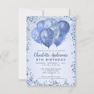 Budget Navy Blue Glitter Balloon Kids Birthday Card