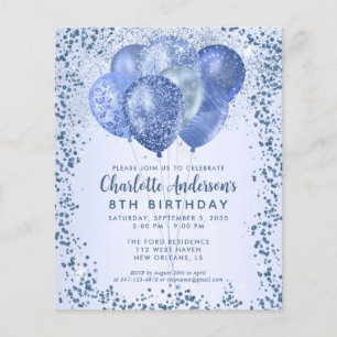 Budget Navy Blue Glitter Balloon Kids Birthday Flyer