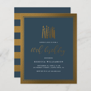 Budget Navy Blue & Gold Candles 60th Birthday
