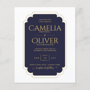 BUDGET Navy Blue Gold MONOCHROME Wedding PAPER