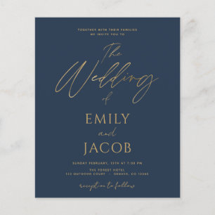 Budget Navy Blue Gold Wedding Modern  Flyer