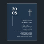 Budget Navy Blue Minimalist Boy Christening Invite<br><div class="desc">Can be customised to suit your needs. © Gorjo Designs. Made for you via the Zazzle platform. // Looking for matching items? Other stationery from the set available in the ‘collections’ section of my store. // Need help customising your design? Got other ideas? Feel free to contact me (Zoe) directly....</div>