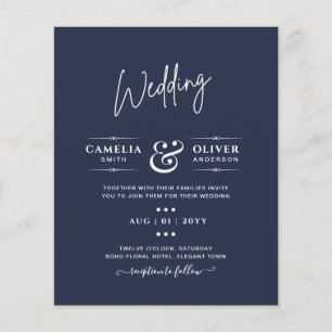 BUDGET Navy Blue Monochrome WEDDING Flyer
