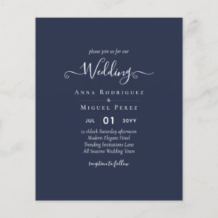 BUDGET Navy Blue Monochrome WEDDING Flyer