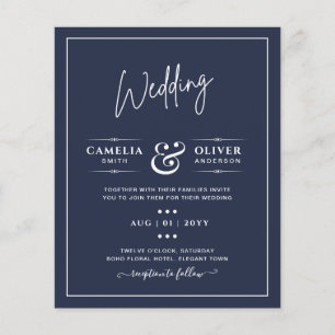 BUDGET Navy Blue Monochrome WEDDING Flyer