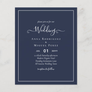BUDGET Navy Blue Monochrome WEDDING Flyer