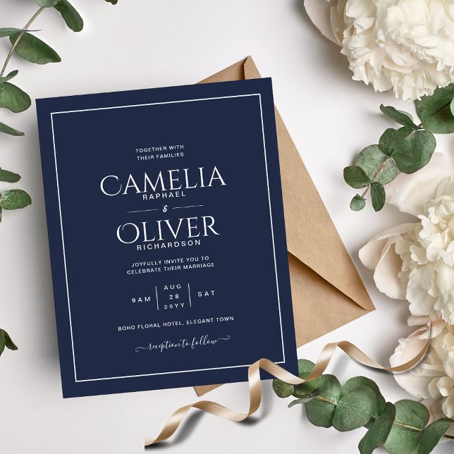BUDGET Navy Blue MONOCHROME Wedding Flyer (Creator Uploaded)