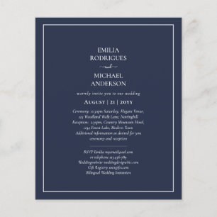 BUDGET Navy Blue Monochrome WEDDING Flyer