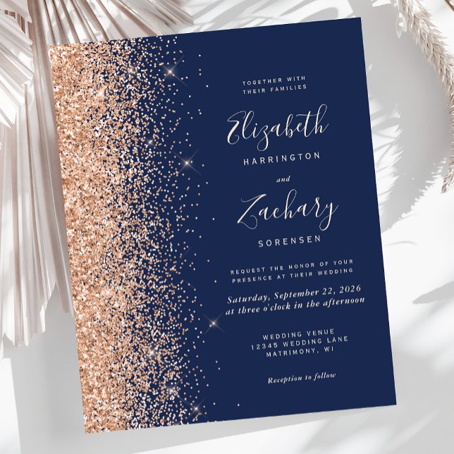Budget Navy Blue Peach Faux Glitter Wedding (Creator Uploaded)