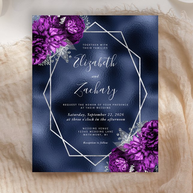 Budget Navy Blue Purple Silver Floral Wedding (Creator Uploaded)