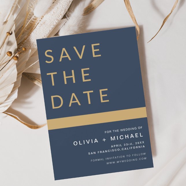  Budget Navy Blue Save the Date Elegant Gold Flyer (Creator Uploaded)