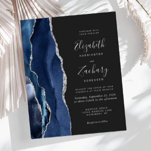 Budget Navy Blue Silver Agate Dark Wedding