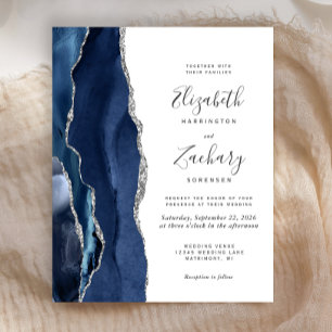 Budget Navy Blue Silver Agate Wedding