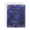Budget navy blue silver glitter wedding invitation