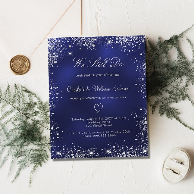 Budget navy blue silver vow renewal invitation (Creator Uploaded)