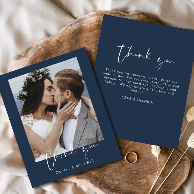Budget Navy Blue Wedding Thank You Card (Creator Uploaded)