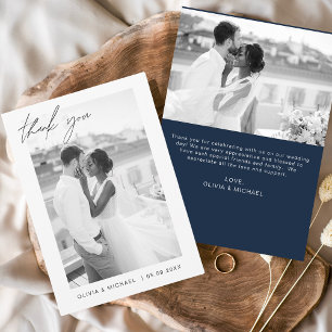 Budget Navy Blue Wedding Thank You Cards