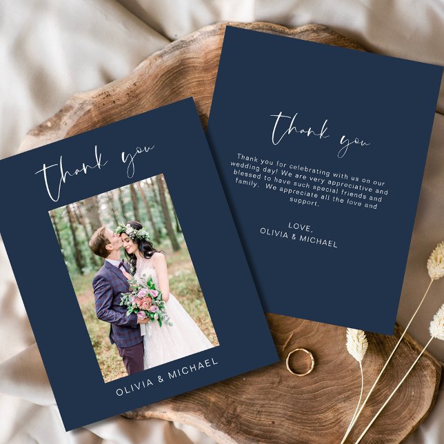 Budget Navy Blue Wedding Thank You Photo  Flyer (Creator Uploaded)
