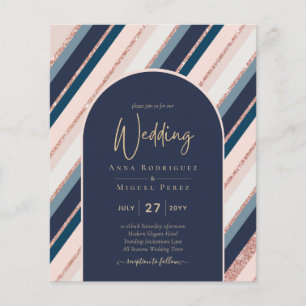 BUDGET Navy Blush Pink Rose Gold Wedding INVITE Flyer