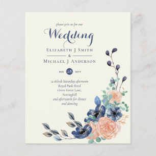 BUDGET Navy Coral Elegance - Floral Wedding Items