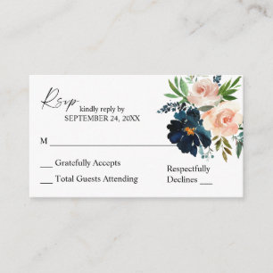 Budget Navy, Dusty Blue, Pink 2SM No Meal RSVP Enclosure Card