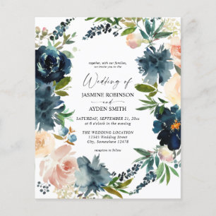 Budget Navy Dusty Blue & Pink Blush 2 Wedding Flyer