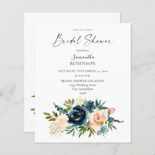 Budget Navy, Dusty Blue, Pink Floral Bridal Shower