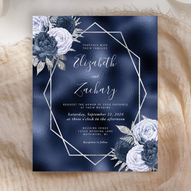 Budget Navy Dusty Blue Silver Floral Wedding (Creator Uploaded)