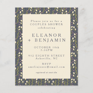 Budget Navy Garden Floral Couples Shower Invite
