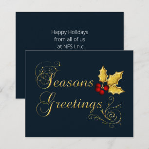 Budget Navy Gold Seasons Greetings Holiday Card