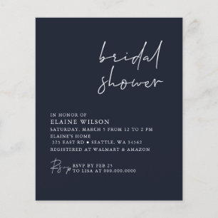 Budget Navy Modern Bridal Shower Invitation
