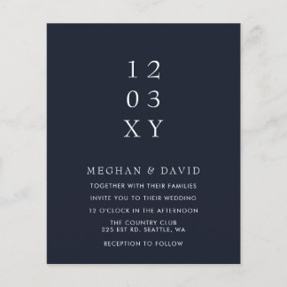 Budget Navy Modern Wedding Invitation