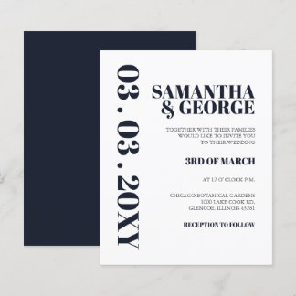 Budget Navy Modern Wedding Invitation
