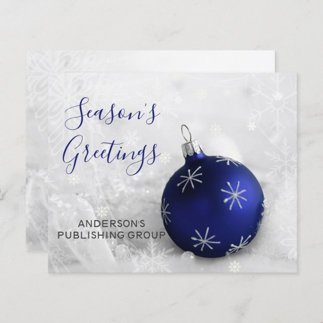 Budget Navy Ornament Company Holiday Card (Front/Back)