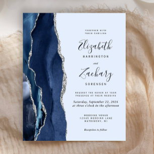 Budget Navy Pale Blue Silver Agate Wedding