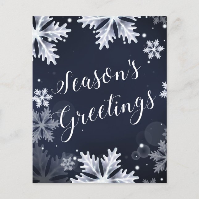 Budget Navy Snow Scene Holiday Card (Front)