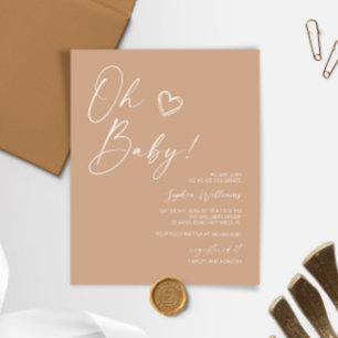 Budget Neutral Minimalist Baby Shower Invitation