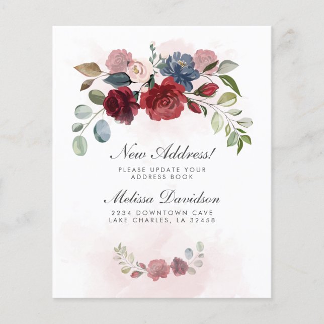 Budget New Address Floral Moving Announcement  (Front)