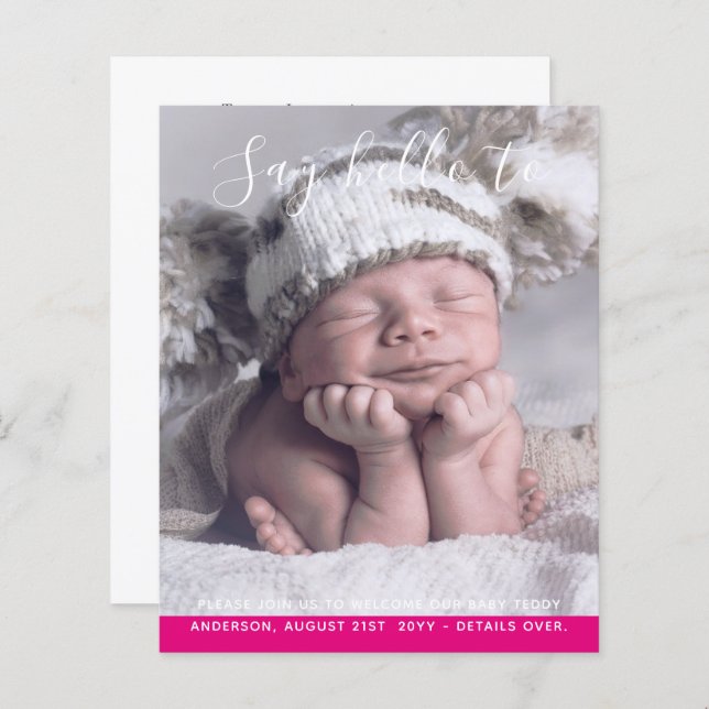 BUDGET New Baby PHOTO Announcement Custom (Front/Back)