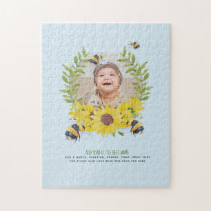 BUDGET New Baby PHOTO Gifts Sunflowers Bees Jigsaw Puzzle
