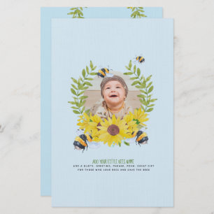 BUDGET New Baby PHOTO Gifts Sunflowers Bees Stationery