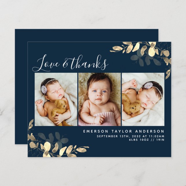 Budget New Baby Thank You Card | Eucalyptus Blue (Front/Back)