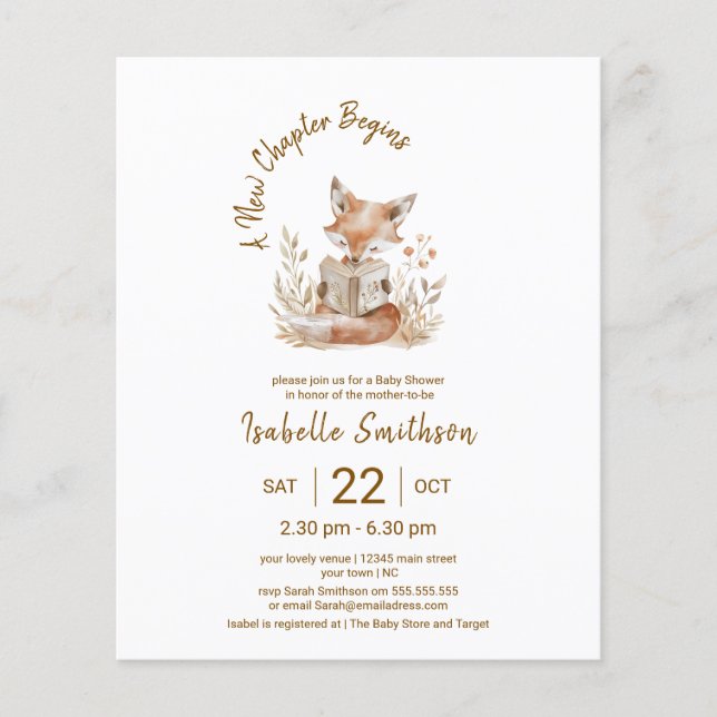 Budget New Chapter Begins Giraffe Baby Shower  (Front)