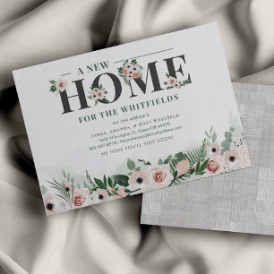 Budget New Home Address Floral Moving Announcement